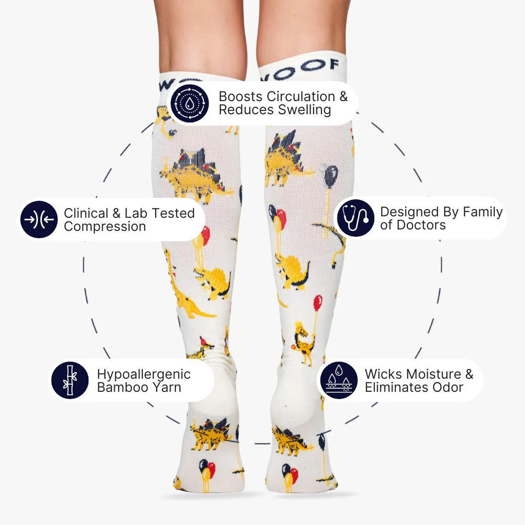 Dino Party Bamboo Compression Socks - Image 2
