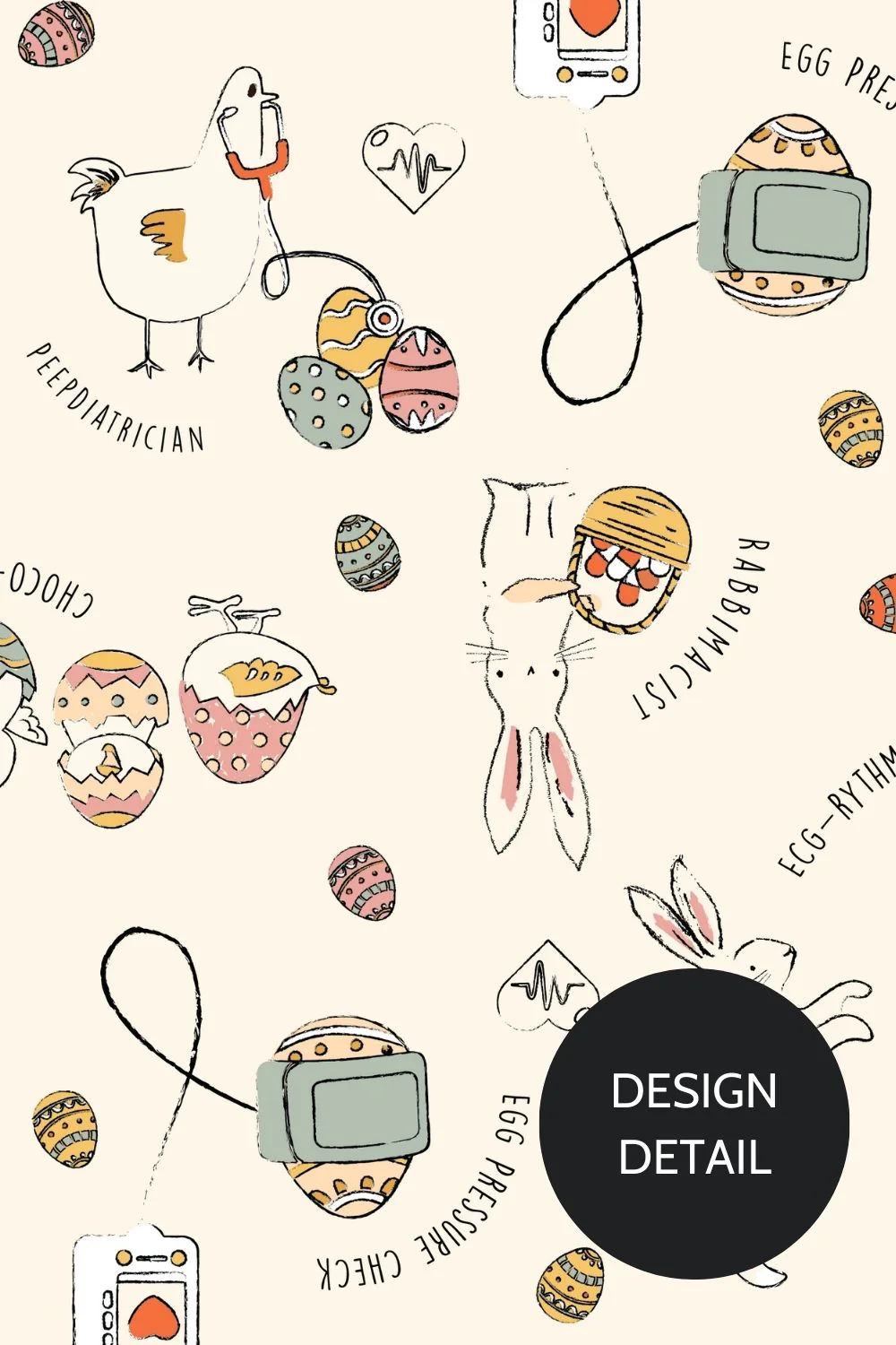 Hoppy Easter Women’s 3-Pocket Scrub Top - Image 3