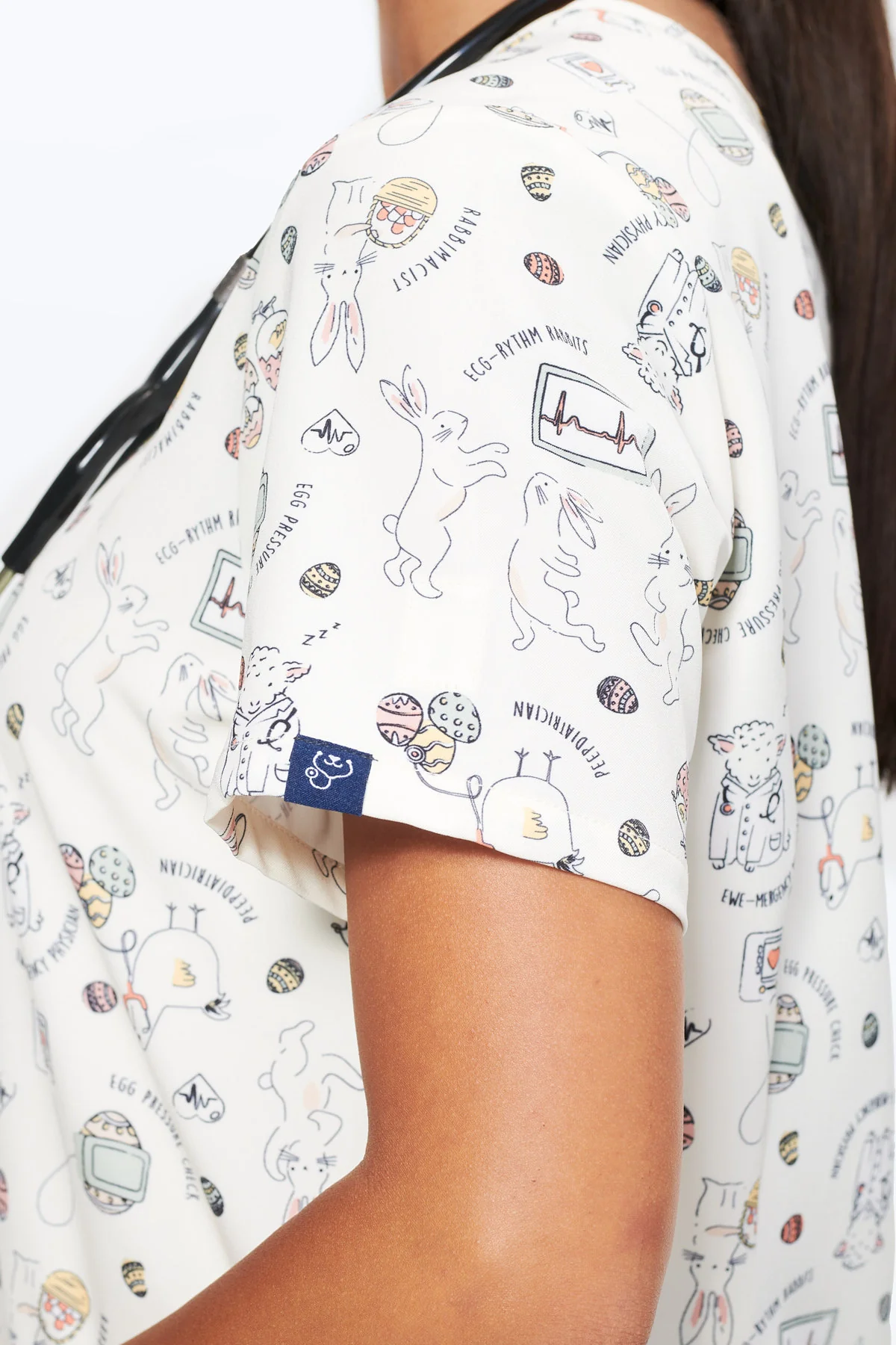 Hoppy Easter Women’s 3-Pocket Scrub Top - Image 4