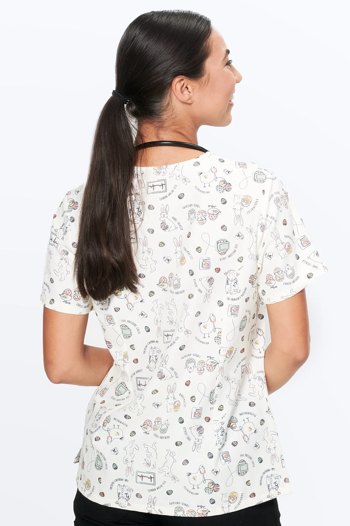 Hoppy Easter Women’s 3-Pocket Scrub Top - Image 5