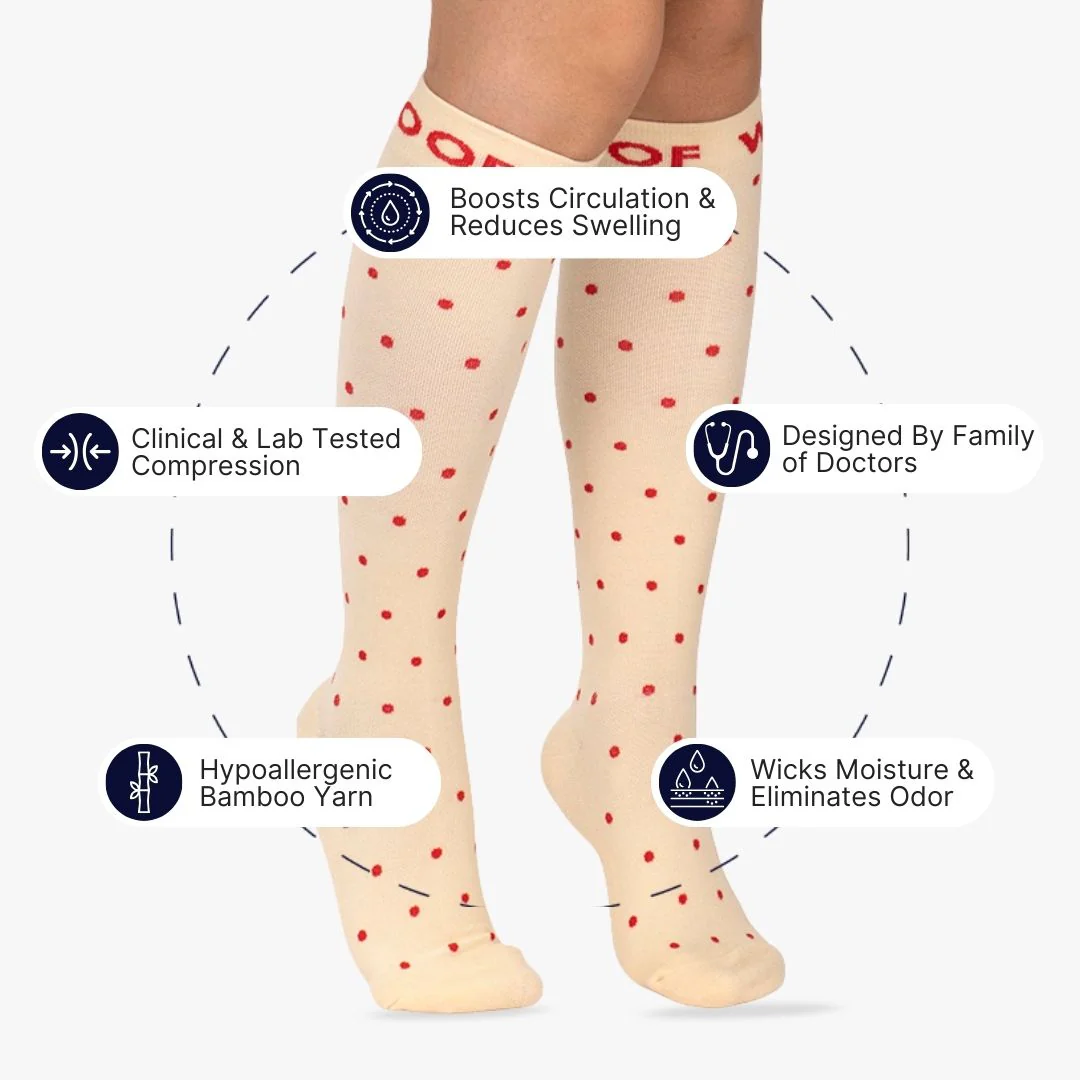 Polka Dots Bamboo Compression Socks - Image 2