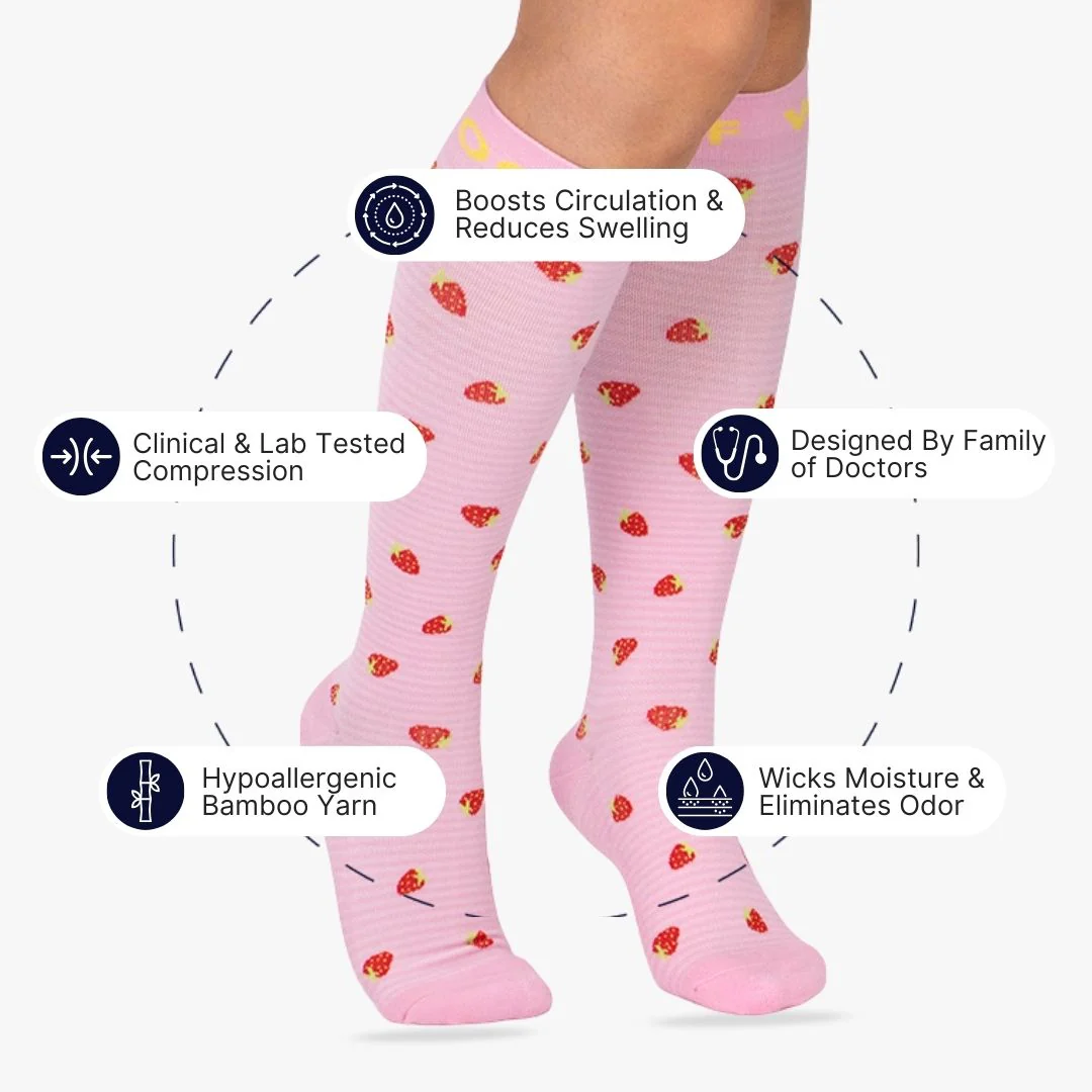 Strawberry Sprinkles Bamboo Compression Socks - Image 2