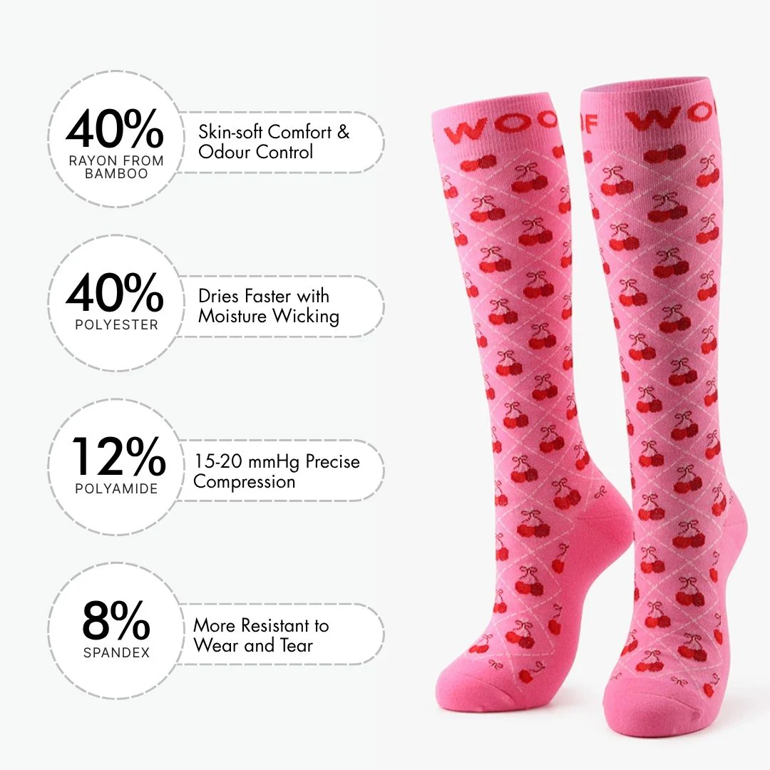 Very Cherry Bamboo Compression Socks - Image 3